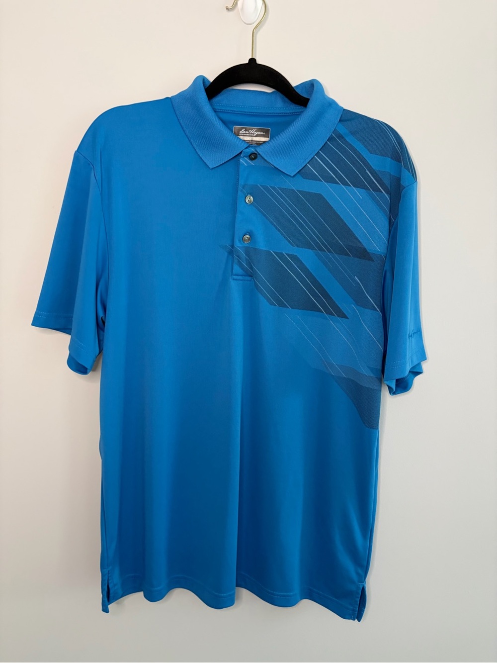 Ben Hogan Blue Men’s Polo with Geometric Chest Design